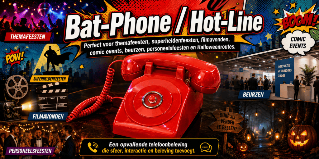 De interactieve telefoon in het bat-phone thema is perfect voor themafeesten.