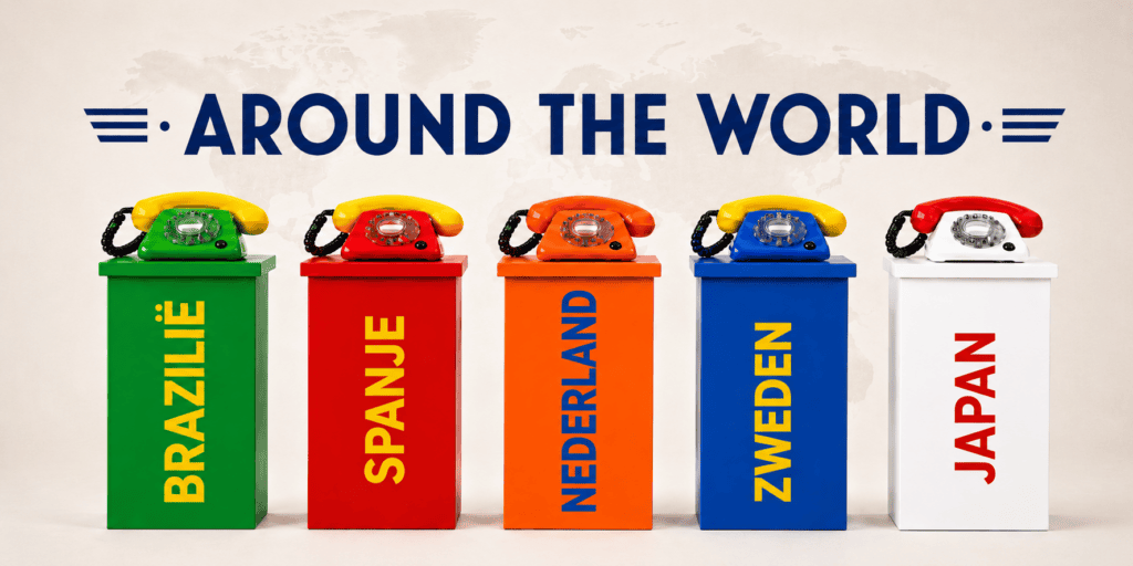 Around the World feest met kleurrijke EventTelefoons en Engelse telefooncel