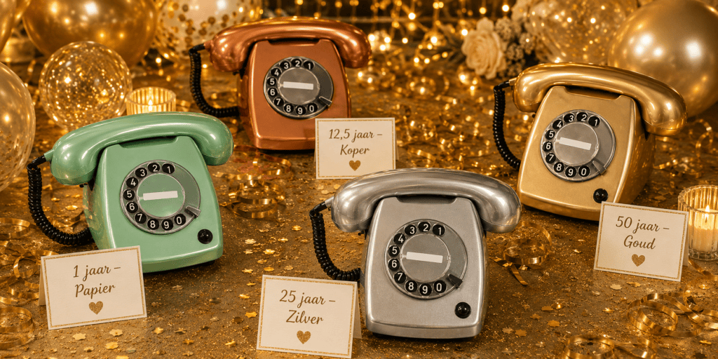 jubilea telfoon kleuren koper goud zilver eventtelefoon